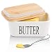 Produktbild Panda Grip Butterdose weiß für 250g Butter - Butterdose Porzellan mit Buttermesser, butterdose Keramik Holzdeckel mit Silikon Dichtlippe, Butterdose Porzellan