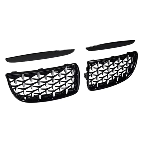 Calandre BMW Série 3 E90 E91 2005-2008 style diamant noir brillant et chrome pour pare-chocs avant