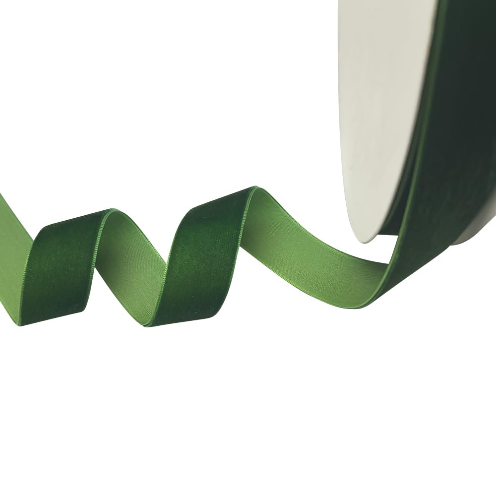 Chenkou Craft Christmas Green 10 Yards/roll 1" Velvet Ribbon Lots Bulk (Green, 1"(25mm)) โ image 1