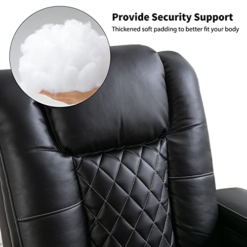 Anj Power Recliner Chair Set Of 3, Pu Leather Electric Home Theater Seating With Usb Ports And Cup Holders, Black Overstuffed Reclining Furniture With Hidden Arm Storage #TOP4