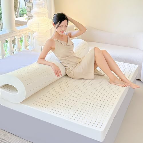 Colchón de látex natural, funda orgánica incluida, ideal para uso familiar, hotel y hogar, 1/2/3/4 pulgadas de grosor, duradero, cómodo, ecológico