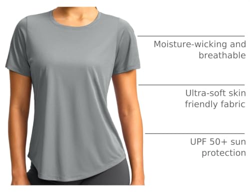 Image of Women's Short Sleeve Workout Shirts UPF 50+ Sun Protection T-Shirts Quick Dry Breathable Gym Running Hiking Tops for Women