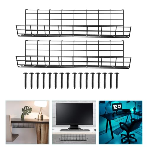 Toddmomy Bandeja para Gestión de Cables de Escritorio 2 piezas Organizador de Cables para Oficina, Negro miniatura 6