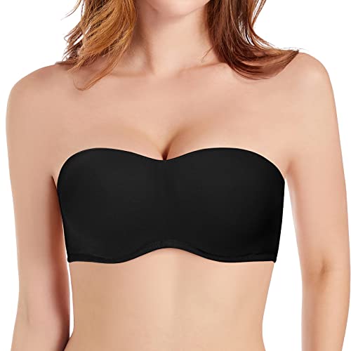 Onreverie Women's Strapless Backless Clear Straps Convertible Bandeau Underwire Multiway Bra