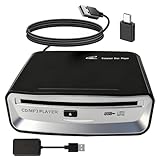Doikce Portable CD Player for Car, External USB Compact Disc Drive for Vehicles Without Built-in Audio, Advanced Anti-Skip & Resume Playback, Dual Connection for Road Trips, Black