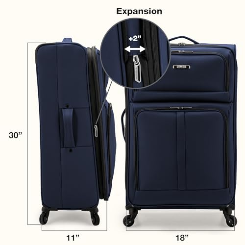 Image of U.S. Traveler Anzio Softside Expandable Luggage with Spinner Wheels, Navy, 30-Inch Large