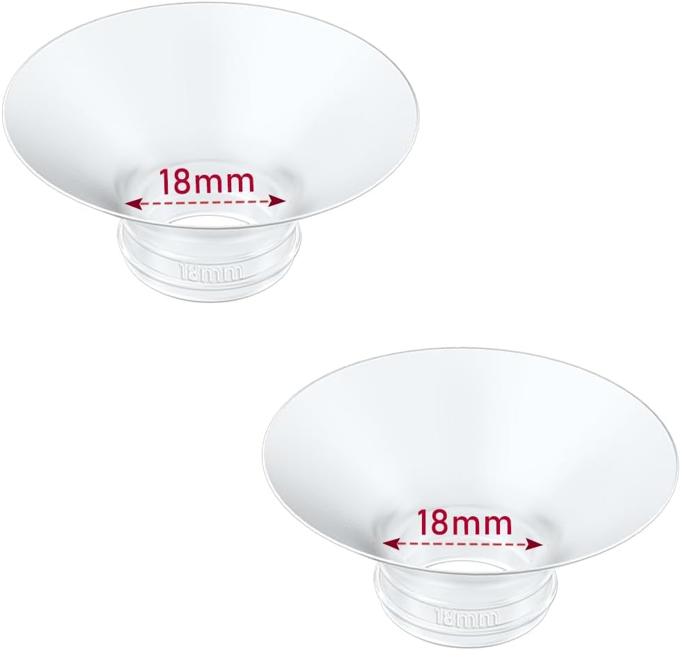 Flange Insert 2PCS 18mm Compatible with Momcozy M9/M6/M5/S12 Pro/V1 Pro/V2 pro, Spectra/Medela/Elvie/NCVI/TSRETE/eufy/Lansinoh/Paruu/MomMed Breast Pump 24mm Shields/Flanges (2pcs-18mm)