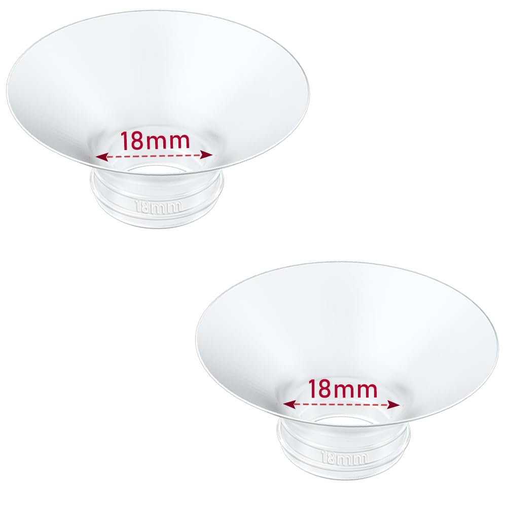 Flange Insert 2PCS 18mm Compatible with Momcozy M9/M6/M5/S12 Pro/V1 Pro/V2 pro, Spectra/Medela/Elvie/NCVI/TSRETE/eufy/Lansinoh/Paruu/MomMed Breast Pump 24mm Shields/Flanges (2pcs-18mm)
