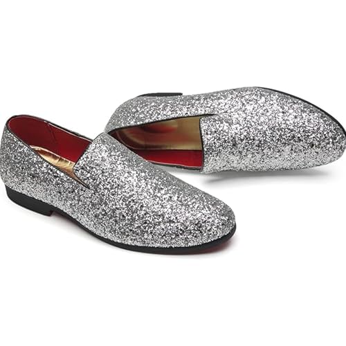 Men's Dress Shoes with Glitter Detailing - Slip-On Formal Wedding Shoes for Ballroom Parties & Special Occasions3