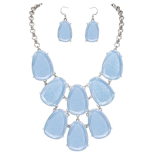 Firstmeet Chunky Bubble Statement Collar Necklace with Earrings for Women
