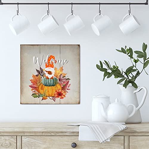 Panneau mural en bois Welcome Fall Pumpkin, cadeau idéal pour le salon - 4
