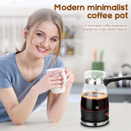 Umllpet Türkischer Kaffeekocher Elektrisch, 500 ml Elektrische Kaffeekanne, Elektrisch Türkische Kaffeemaschine, Espressokocher Mokkakanne Elektrische Türkische Kaffeekanne für Zuhause, Büro
