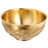 HEMOTON Cuenco Chino de Latón Dorado para Decoración de Escritorio, Cuenco Fortuna Uso Duradero y Diseño Delicado para Obsequio Familiar o Persona Cercana