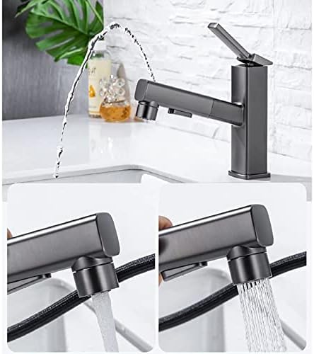 Robinet de cuisine mitigeur extractible bicolore gris et noir