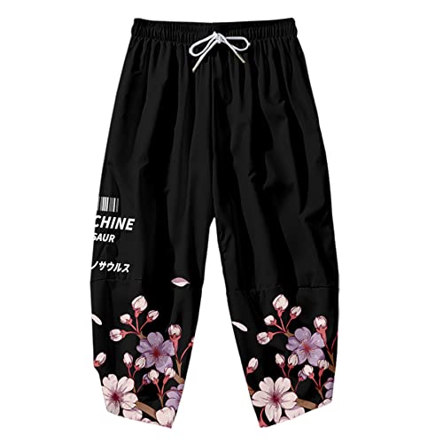 Image of DOSLAVIDA Men's Japanese Kimono Cardigan Suit Chinese Style Printed Jacket Pants Set Open Front Seven Sleeve Top & Shorts