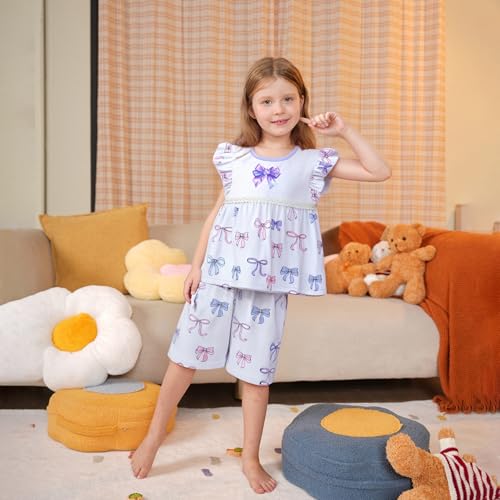 LQSZ Girls Pajamas Set Toddler Girls Flutter Sleeve Sleepwear PJS for Kids2