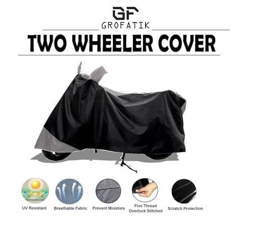 Image of Two Wheeler Vehicle - Cover for New TVS Jupiter 110 Scooty Cover with Water Resistant and Anti Dust Proof (Gray Stripe) New TVS Jupiter 110 2024 Model