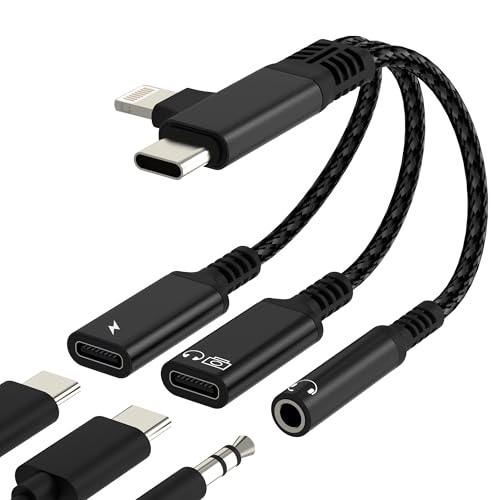 USB C OTG Adapter rozgałęźnika audio USB C do słuchawek Jack Lightning Aux dla iPhone 17 16 15 14 13 Pro Max Kompatybilny z Samsung Galaxy S25 S24 Ultra dla Apple Kabel 3,5 mm Gniazdo ładowania DAC