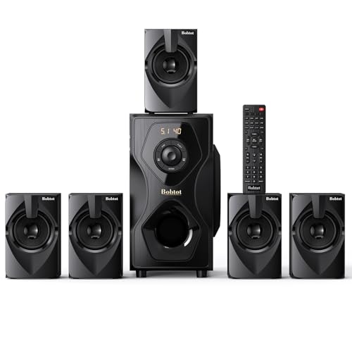 Bobtot Surround Sound Speakers Home Theater Systems - 700 Watts Peak Power 5.1/2.1Wired Stereo Speaker System 5.25' Subwoofer Strong Bass with Bluetooth ARC Optical Input