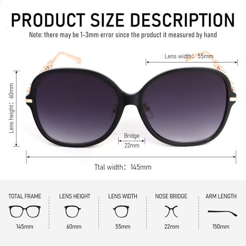 Oversized Womens Sunglasses - Trendy Round Metal Frame Sun Glasses Fashion Ladies Shades4