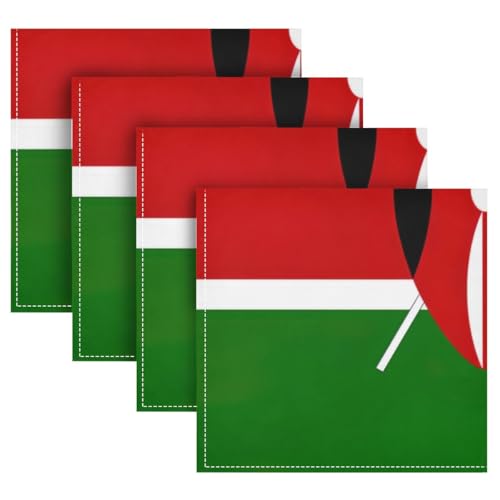 Servilleta de tela cuadrada 20 x 20 pulgadas con bandera de Kenya miniatura 5