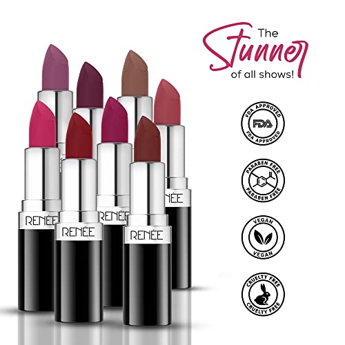Image of RENEE Stunner Matte Lipstick - Dare You 4gm| Intense Color Pay Off, Full Coverage Long Lasting Weightless Velvety Formula with One Swipe Application| Enriched with Vitamin E & Hyaluronic Acid