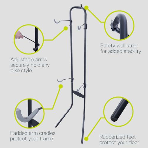 Image of Delta Cycle Michelangelo 2 Bike Storage Rack Black - Gravity Fully Adjustable Bike Storage Garage For Road, MTB, and Hybrid Bicycles - Vertical Bike Rack Holds Up To 80 lbs