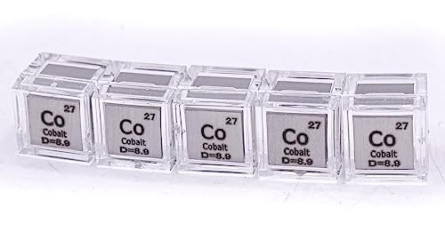 Image of 0.39 inch 10mm Cobalt Metal Cube Co up to 99.9% Pure Periodic Table Element Engraved Density Collection Science Education Display Block Cube + Acrylic Case Box - 1PC