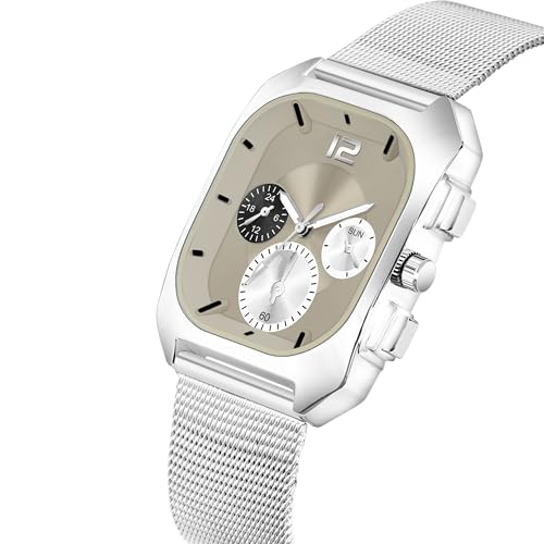 Image of Shocknshop Analog Square Dial Mesh Stainless Steel Strap Watch for Men and Boys -WCH186