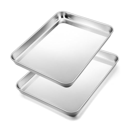 Plaque de cuisson inox lot de 2 grands plateaux de four 31x24x3,1cm