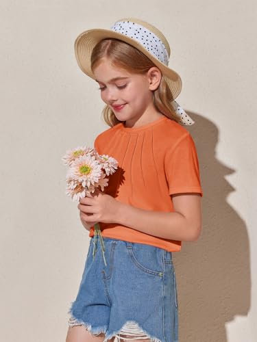 Image of Haloumoning Girls Pleated T Shirts Kids Summer Short Sleeve Fashion Tops Tees 5-14 Years