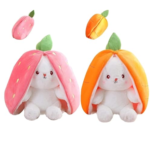 Fluffybliss Reversible Soft Toys for Kids, Stuffed Animal Plush Toys for Boys & Girls - Plushie Toy (Strawberry+carrot Bunny 2Pcs) (B0CJ2QRMJ4) Amazon Price History, Amazon Price Tracker