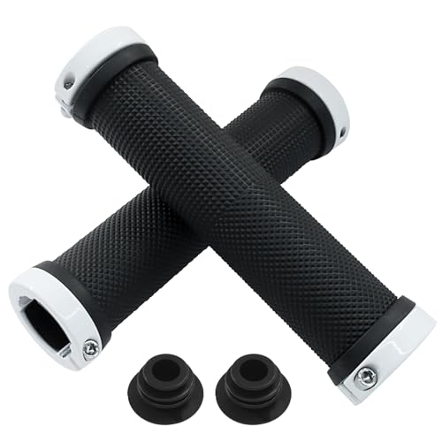 Image of Unlorspy 2Pcs White Mountain Handlebar Grips, Rubber Soft Non-Slip Hand Grip Bicycle Bandlebar Grips for Bicycles, Road, MTB, Beach Cruiser, Folding Bike, Scooter