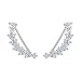 EVER FAITH Women's 925 Sterling Silver CZ Sweep Ear Vine Cuff Wrap Hook Earrings Clear 1 Pair