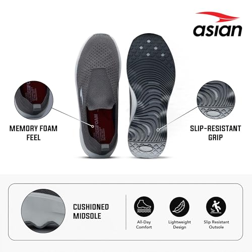 Image of ASIAN Men Wind PRO-08 Casual Wear and Walking Shoes Without Laces for Men & Boys with Upper Mesh Fabric - Lightweight, Comfortable, Breathable, and Perfect for Walking and Daily Use