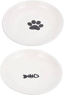 Hohopeti 2 Pçs Tigela De Cerâmica Para Animais De Estimação Pratos De Cerâmica Para Gatos Prato De Comida Úmida Para Gatos Tigela Rasa Para Animais De Estimação Tigela De Comida Para