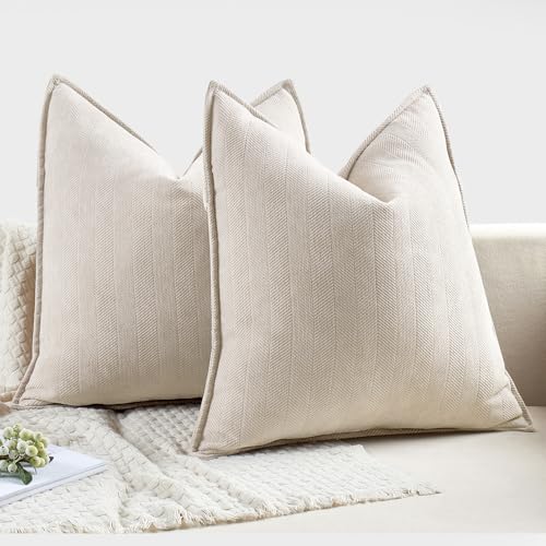 MIULEE 2er Kissenbezug 40x40 Creme Chenille Kissenhülle zierkissen – Ansicht 6