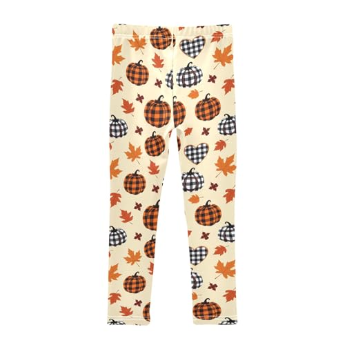 senya Girls Printed Leggings Yoga Pants Pumpkin Maple Leaf Pattern for Kids in 4t to 10 Years, 4T2