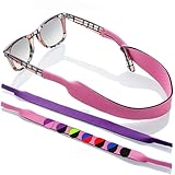 Glasses and Sunglasses Active Strap - 2 Pack | Anti-Slip and Fast Drying Sport Glasses Strap | PURPLE + PINK