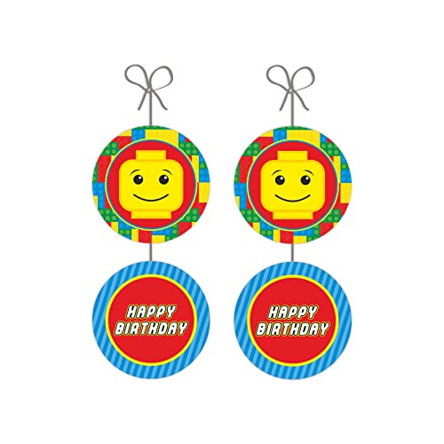 Image of PRETTY UR PARTY Building Blocks Birthday Party Decorations Kit-80 Pcs Includes Banner,Balloons,Thank You,Centerpiece,Danglers,Blocks Party Supplies,Lego Bday Decor,Diy Decor Pack For Kids,Boys