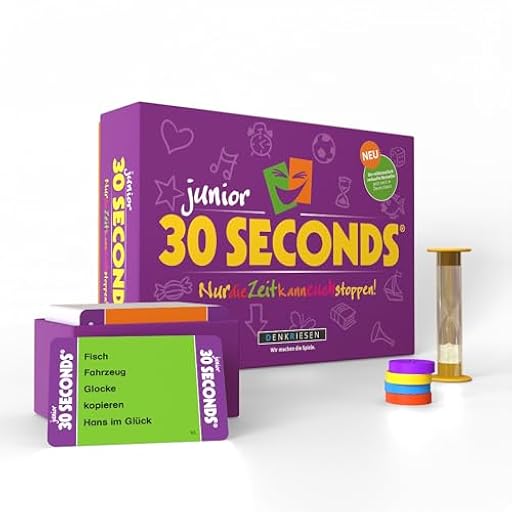 DENKRIESEN - 30 segundos® Junior - ¡Solo el tiempo puede detenerte! | A partir de 7 años | 3+ jugadores | Juegos de fiesta para toda la familia | Juegos familiares | Juego de mesa | 16 jugadores y más | Ya disponible en tu tienda friki favorita! En mundofriki.es!