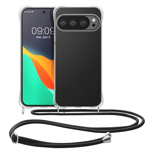 kwmobile Crossbody Case Compatible with Google Pixel 10 Pro XL Case - Clear TPU Phone Cover w/Lanyard Cord Strap - Transparent/Black - image 8