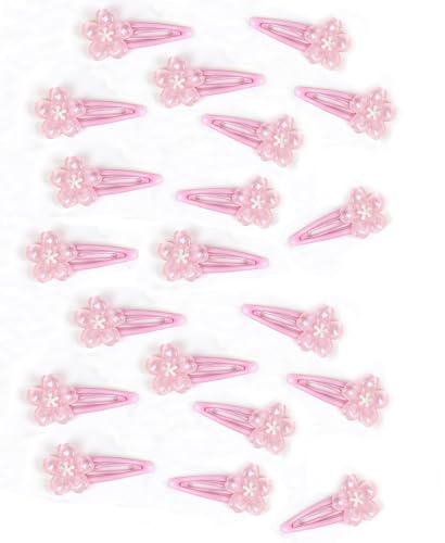 20 Pcs Pink Cherry Hair Clips, Cute Metal Snap Hair Barrettes Accessories for Women Decorative Hair Clips (Cherry clips pink 20pcs)