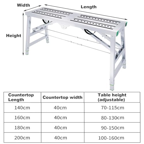 Échafaudage polyvalent pliable avec plate-forme de travail réglable 5 hauteurs - 7