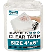 4'x6' Clear White Tarp Heavy Duty Waterproof 12mil with Grommets or Zip Ties for Small Gre...