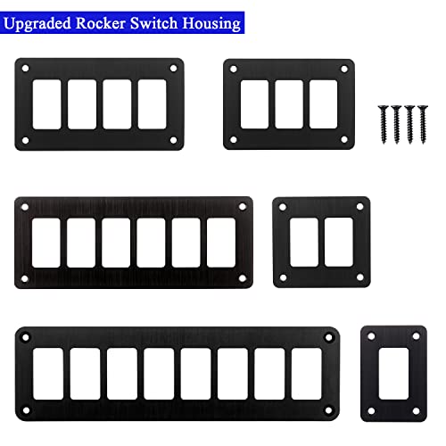 Image of 2 Gang Rocker Switch Panel Housing Waterproof Black Aluminum Mounting Bracket for Car Camper Marine Boat Carling Rocker Switch Install