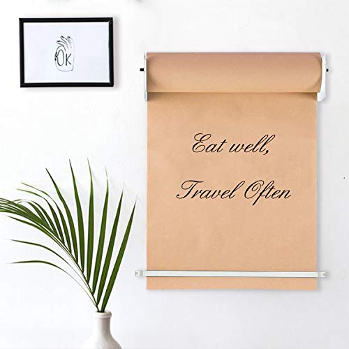 MINIBEAR Wall Mounted Kraft Paper Roll Holder & Cutter for to Do Lists, DIY Drawing, Taking Note, Artwork, Daily Special - Fits 36” Roll - White