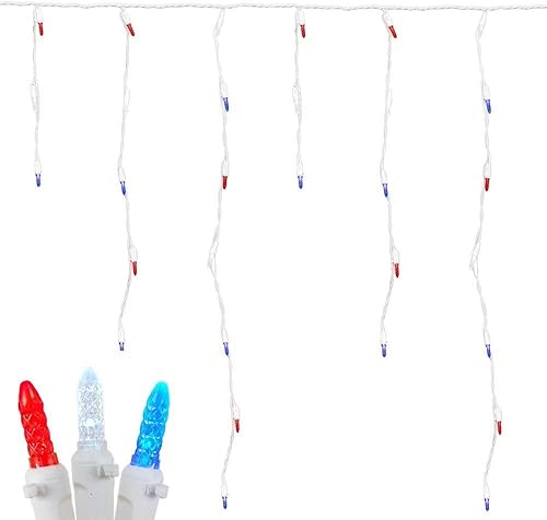 Miniatura 10 de Novedad luces, Inc. M5 Navidad LED Icicle Light Set, Cable blanco, 15 "de largo, 150 luz, Verde Verde,Blanco cálido,Blanco puro,Varios