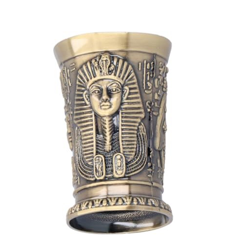 Agatige Vintage Egyptian Wine Cup, Vintage Egypt Style Embossed Mini Cup Carving Drinking Mug shotglass for Home Office Bar Cocktail Collect Weddings Home Decor Ornaments Blessings