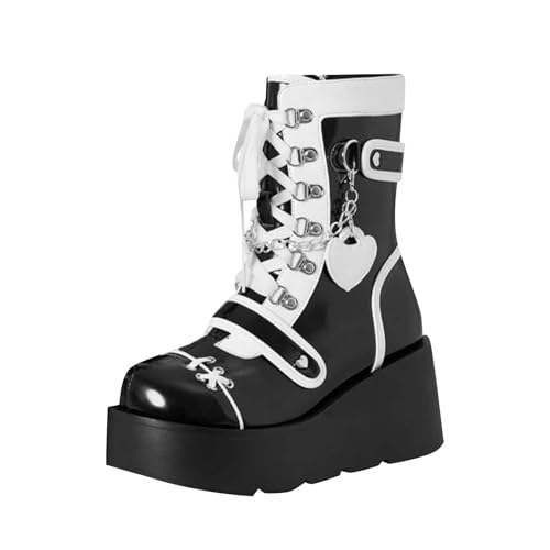 Bottines pour femme noir bout rond confort semelle épaisse